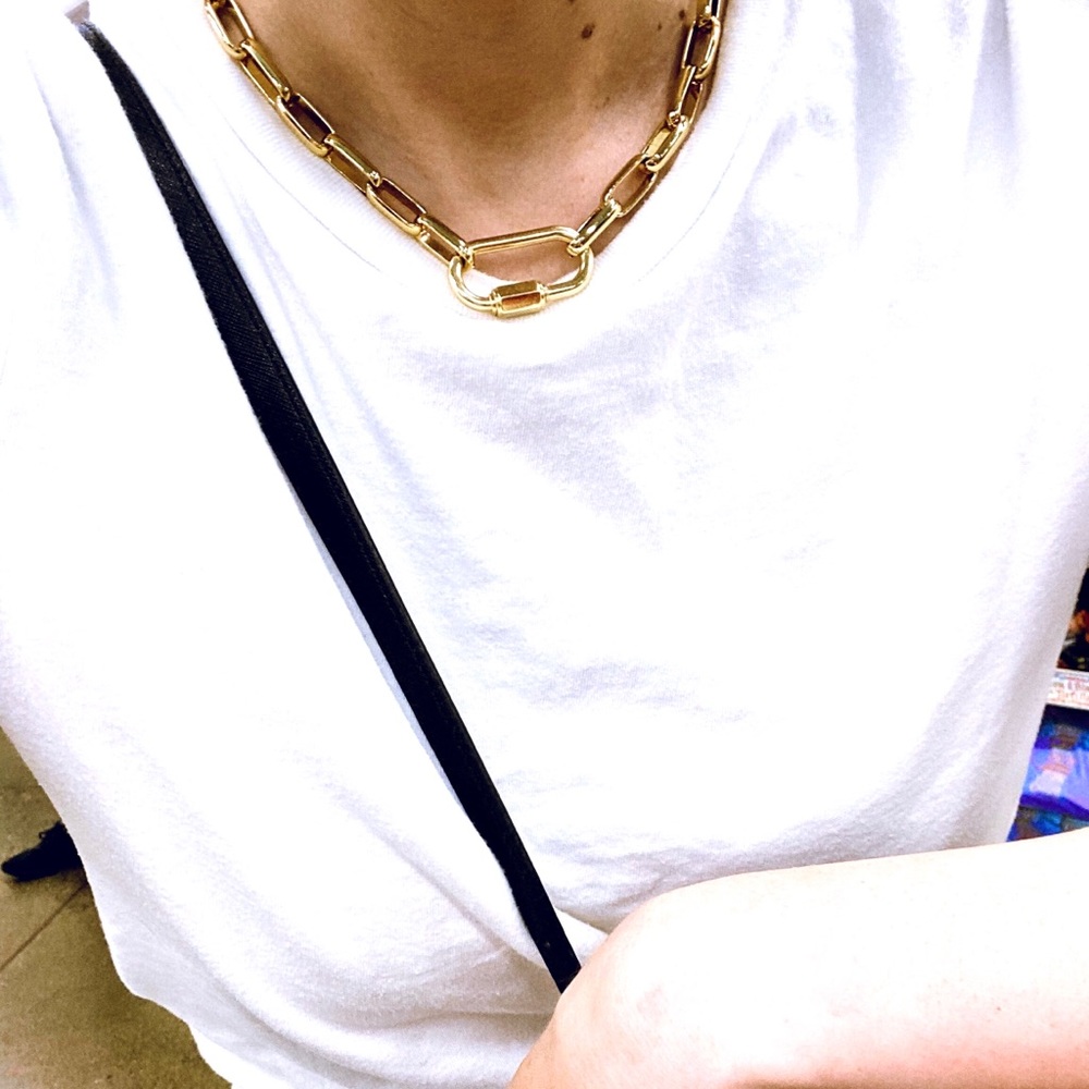 18K Gold Wide Link Necklace